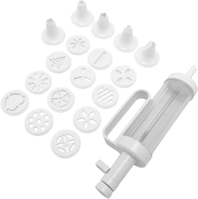 Koekjespers Set - Bakvorm Gereedschap - Koekjes Decoreren - Veelzijdige Mondstukken - 27 cm - Wit