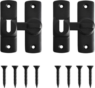 2 stuks vergrendeling 90° haak voor tuimeldeur - aluminiumlegering zilverkleurig deurslot - roestvrij staal - 8 schroeven - schuifdeurslot - badkamer - duurzaam.