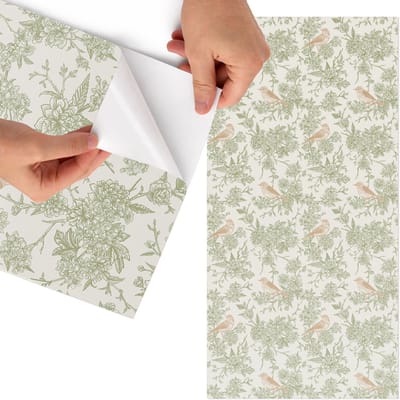 Tulup Meubelfolie - Botanisch patroon Wrapfolie Keuken - 65x130 cm - Beige Meubelfolie - Decoratiefolie - Botanisch Meubelfolie - Meubel Wrap Folie - Woonkamer decoratie - Bloemen en planten