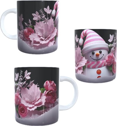Bedrukte koffie beker - thee mok - sneeuwpop - winter - kerst