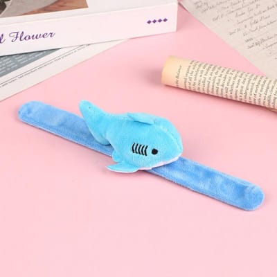 Schattig Pluche Haai Polsbandje Knuffeldier Klaparmband Klapringen Klapband Speelgoed Voor Kinderen Feesttraktatie Verjaardagscadeau blauw