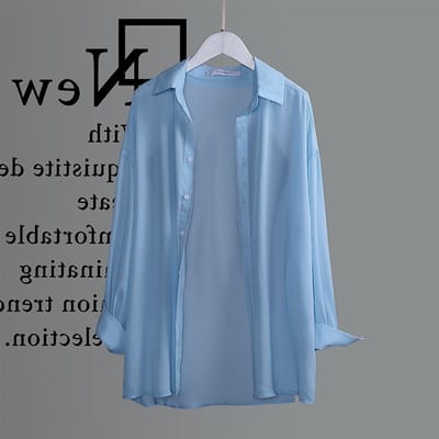 Vêtements de protection solaire pour femmes, veste cardigan fine d'été, chemise en mousseline à manches longues ample à la mode M