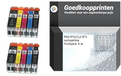 Huismerk Canon PGI-570 XL / CLI-571 XL Inkt Cartridges 2 x 5 Kleuren Multipack (116 ml)
