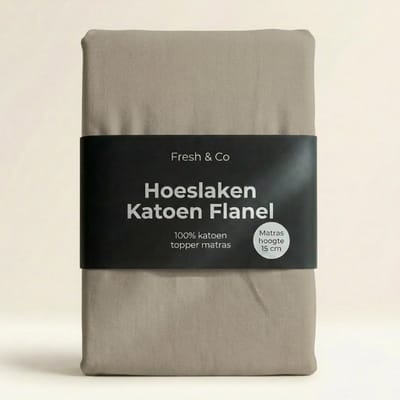 Dekbed-Discounter - Fresh and Co Topper Hoeslaken 180 x 200 cm - Verkoelend Katoen Flanel - Geschikt voor toppers tot 15 cm hoog - Wasbaar op 30 graden - Strijkvrij - Truffel