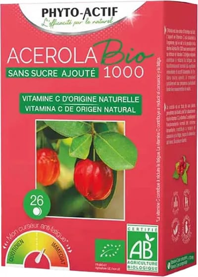 Phyto-Actif Acerola 1000 Zonder Toegevoegde Suiker Biologisch 24 Tabletten