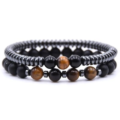 Sorprese Armband - Prime - Tijgeroog - 2-Delig - Kralen - Armband Heren - RVS - Cadeau - Model T