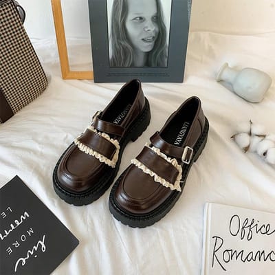 College Stijl Japanse Jk Lolita Kleine Leren Schoenen Dames Lente En Zomer Retro Franse Dikke Zool Sponscake Mary Jane Schoenen 35 bruin