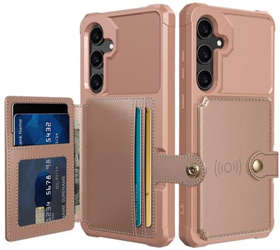Portemonnee Hoesje Geschikt voor Samsung Galaxy S25 FE - Back Cover met Pasjeshouder - Telefoonhoesje voor Pinpas - Kaarthouder op Achterkant - Case met Magneet Roze