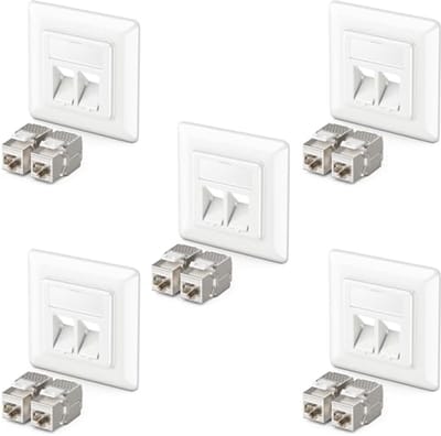 5x Keystone Doos met 10x CAT 6a Keystone-Jack-Modules voor Bouwmontage