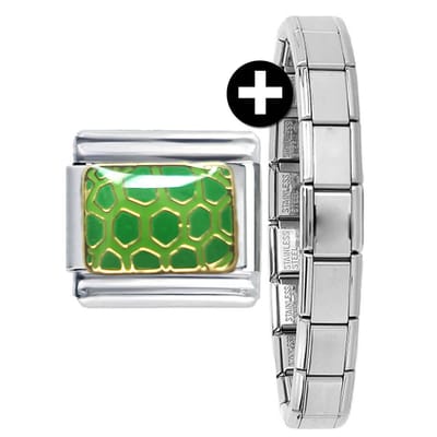 Bedel - Charm -Schakel - Luipaard Print - 9mm charm - inclusief Italiaanse schakelarmband