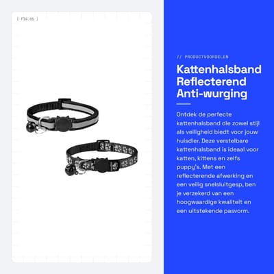 Dailygoods- Kattenhalsband Verstelbaar - 2 Stuks - Reflecterend - Antiwurging - Met Belletje - Veiligheidsgesp - 19-32 cm - Halsband