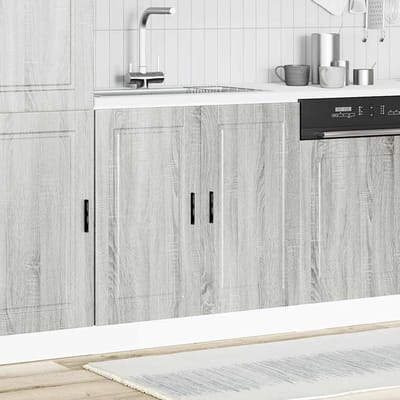vidaXL - Spoelbakonderkast - Porto - 80x46x81,5 - cm - bewerkt - hout - grijs - sonoma
