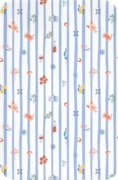 WC mat 40x60 cm - Antislip - Strepen - Blauw - Patroon - Zomer - Toiletmat - Vloermat - Douchemat - Toilet tapijt - Toiletmatten