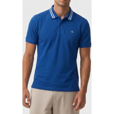 Calvin Klein Ss Monogram Pique Polo Chase Blue Taglia: S | Polo Outlet | Uomo | Blu