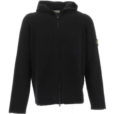 Stone Island Effen Kleur Met Capuchon Rits Lange Mouwen Gebreide Trui Heren trui Zwart 7915509A3-V0029 XL black