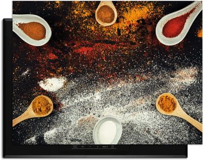 KitchenArt - Spice Fusion – Inductie Beschermer - 78x52 cm - Kookplaat Beschermer - Luxe Afdekplaat Inductieplaat - Anti-slip & Oprolbaar - Beschermmat Inductiekookplaat