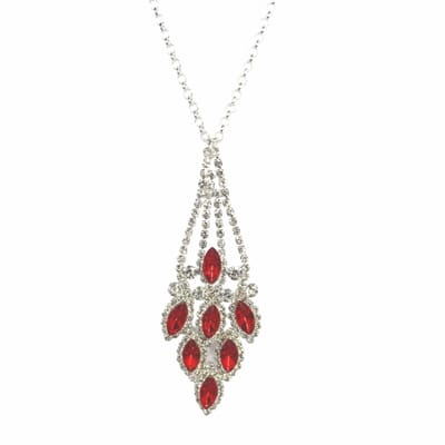 Ketting-Strass rood zilverplating- Charme Bijoux