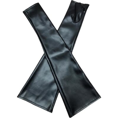 Gants Longs Sans Doigts en Cuir PU Noir 47cm Punk Rock Danse Femmes Hip Hop Jazz Disco Mitaines Vêtements de Club Accessoires Cosplay One Size gray