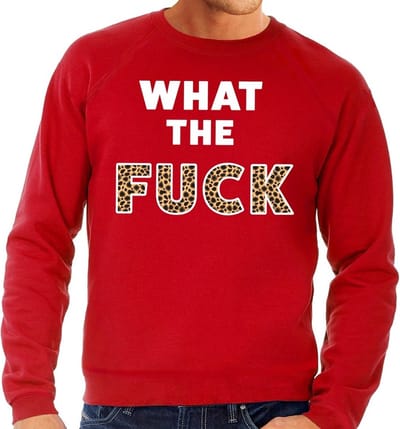 What the Fuck tijgerprint tekst sweater rood heren - heren trui What the Fuck tijgerprint S