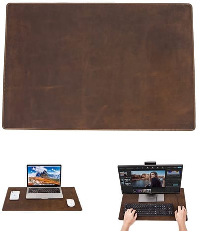 Dailygoods- Bureauonderlegger Waterdicht - Echt Leer - 60x40cm - Muismat - Bureau Accessoires - Duurzaam Materiaal - Lichtgewicht 353g