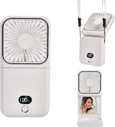 handventilator - mini ventilator - nek ventilator - plaadbaar miniventilator - Mini- & Handventilatoren - Kleine USB-ventilator - Draagbare mini - ventilator - Oplaadbare batterij - Wit - voor Reizen, Kantoor en Buitenactiviteiten