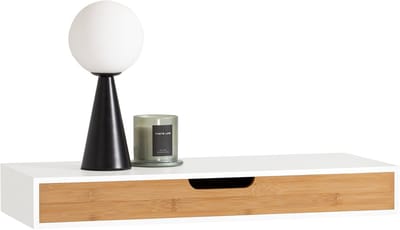 SoBuy FRG93-WN Badkamermuurkast - Houten Wandplank met Lade
