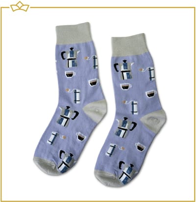 ATTREZZO® Grappige sokken - Koffie - Maat 36-41 - Paars