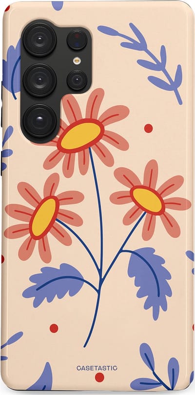 Casetastic hoesje geschikt voor Samsung Galaxy S25 Ultra - Dubbellaagse bescherming - Perzikbloem trio - Fashion Case - Lavendel Perzik Zand