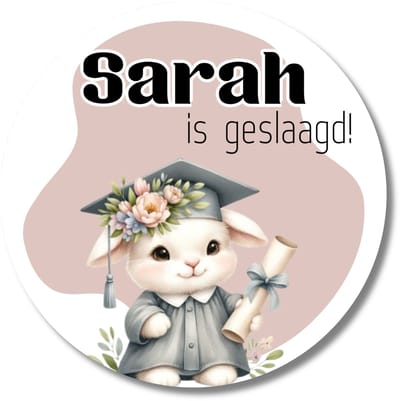 Geslaagd stickers met naam – 20 stuks – gepersonaliseerd – diploma gehaald