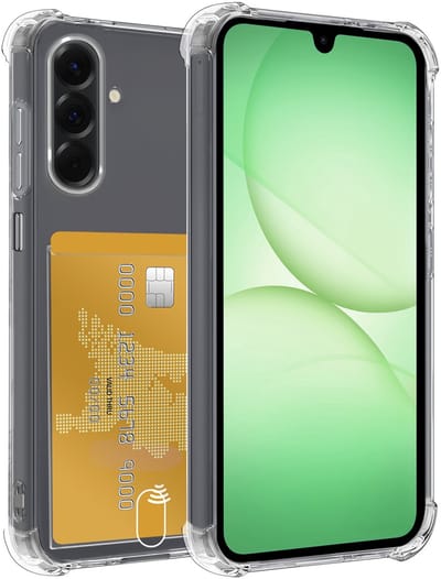 Hoesje Geschikt voor Samsung Galaxy A17 - Met Pashouder en Kaarthouder - Telefoon Hoes Shockproof - Siliconen Case - Back Cover - Shock Proof - Pasjes Houder - Transparant