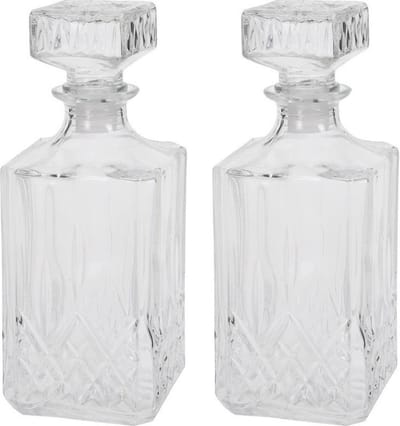 2x Glazen whiskey karaf met dop 750 ml - Glazen karaf/fles voor whiskey/whisky