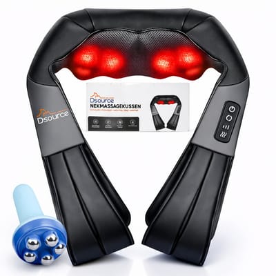 Dsource Nekmassage Apparaat - Draadloos Massagekussen Nek - Rugmassage Apparaten - Massageapparaten Rug - Schouder Massage - Shiatsu Massageapparaat - Nekkussen - Massager - Massage - 120 Minuten Draadloos Gebruik- Krachtige Batterij