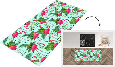 Keukenloper - Loper keuken - Flamingo - Jungle - Tropisch - Dieren - Patroon - 120x50 cm - Keukenloper vinyl