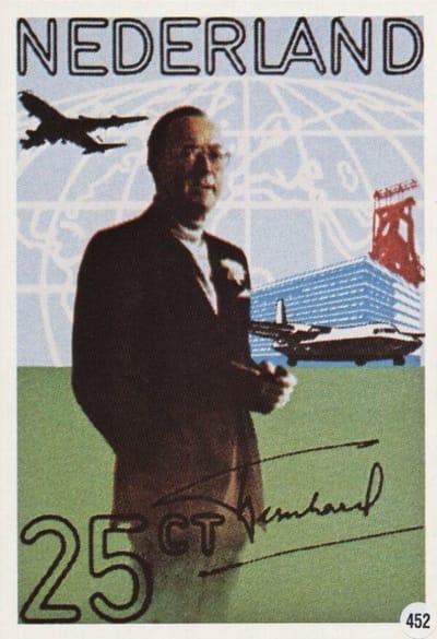 Briefkaart met afbeelding Prins Bernhard postzegel