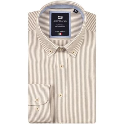 Giordano Overhemd Loretto Fine Striped Washed Classic Oxford Button-Down Kitt / male