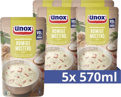 Unox -Soep In Zak - Romige Mosterd - 5 Zakken x 570 ml