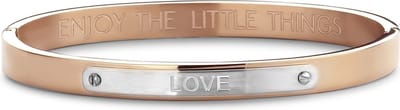 CO88 Collection Inspirational 8CB-90517 Stalen Bangle - Love - Zilverkleurig / Roségoudkleurig