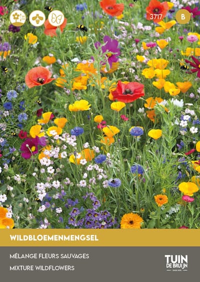 Wildbloemenmengsel Zaden – Bijen en Vlinders – Bloemenmix – Bloemzaden Tuin | Tuin de Bruijn voor ca. 5m²