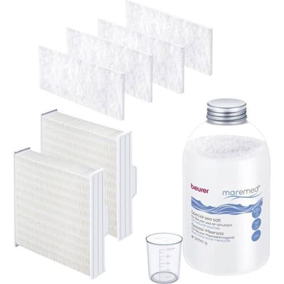 Beurer Vervangingsset maremed® MK 500 - Combi Set - 1 Fles speciaal zeezout 1250 g + 4 x voorfilters + 2 x waterverdampingsblok + maatbeker