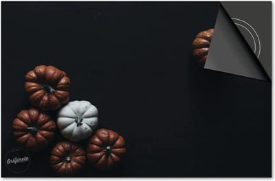 Inductie beschermer 60x60 - afdekplaat inductie mat - Dietrix Kookplaat beschermer - Exclusief - Herfst - Kalebassen op zwart