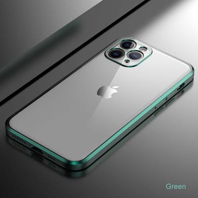 Smartphonica Metallic iPhone X/Xs Hoesje Met Doorzichtig Achterkant En Extra Camera Bescherming - Groen geschikt voor Apple iPhone X/10;Apple iPhone Xs