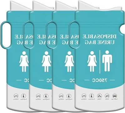 4 wegwerp-urinezakjes 750 ml voor mannen, vrouwen en kinderen - lekvrije zakken voor noodgevallen