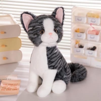 40cm Zachte Pluche Kat Poppen Speelgoed Witte Grijze Kitten Knuffeldier Kussen Huisdier Cadeau voor Verjaardag Huisdecoratie 40cm grijs