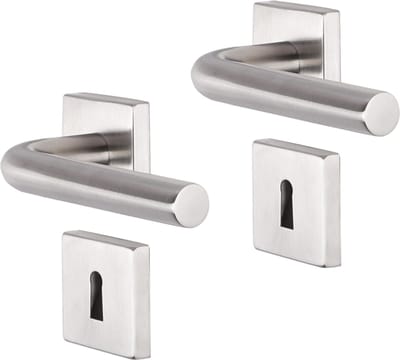 Deurkruk - Impresso Dursley - Voor binnen - Vierkant met vierkant sleutelrozet - RVS - 2 stuks