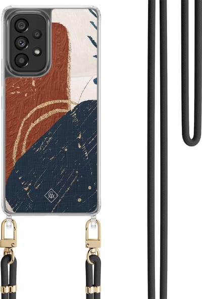 Casimoda® hoesje met koord - Geschikt voor Samsung A53 - Abstract Terracotta - Afneembaar koord - TPU/polycarbonaat - Multi