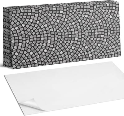 Coloray Plaktegels - Mozaïekpatroonontwerp Wandtegel Zelfklevend - 60 cm x 30 cm - Zwart en wit Plaktegels - 6 stuks - Rechthoek PVC Tegels - Plaktegels Keuken - Zelfklevende Vloertegels Badkamer - Vinyl Tegels Zelfklevend - Zelfklevende Wandtegels