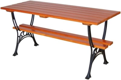 Tuinmeubel tafel - Houten tuintafel - Buiten dineren - Gepoedercoate aluminium poten - 160 cm lengte - Licht eiken