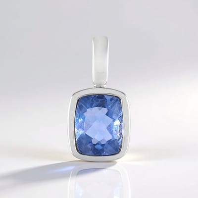 Cavill - Zilveren hanger 925 geplatineerd - 3,288 ct Kleurwissel Fluoriet met antiek slijpsel - Moderne bezel-zetting - Lichtgewicht edelsteen sieraad