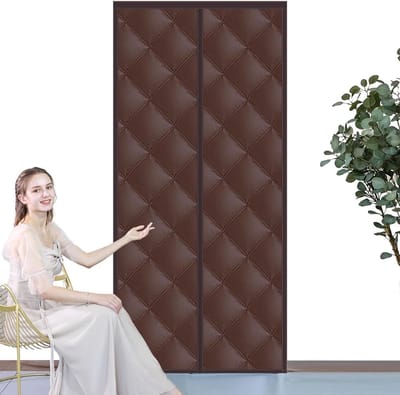 Deur Gordijn - Isolerend Scherm - Tocht Vrij Houden - Automatisch Sluitend - 95 x 220 cm - Koffie