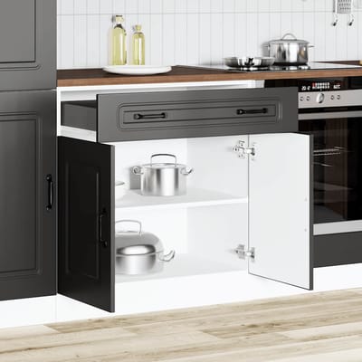 vidaXL - Onderkast - Kalmar - bewerkt - hout - zwart